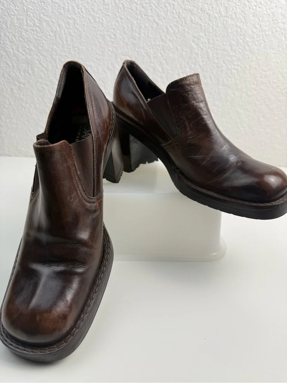 Joan & David | Handmade in Italy | Leather Slip-On Heels | Brown | EU 38